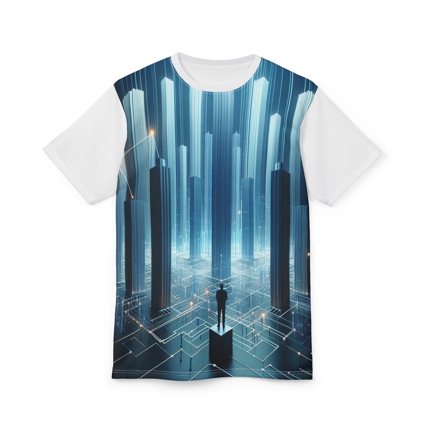 Futuristic Digital Landscape Unisex Tee, Cyberpunk Fashion, Tech Lover Gift, Graphic T-Shirt, Unique Art Apparel
